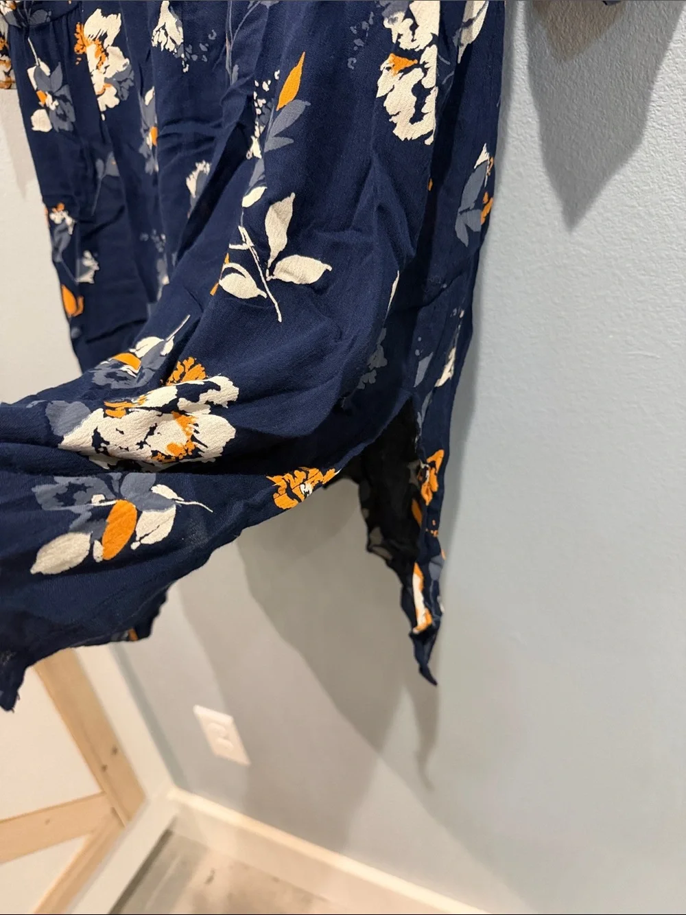 Maurices Navy Floral Tie-Front Swim Coverup Kimono Flowy Partial Sheer Resort XL
